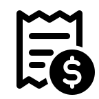 Money on invoice icon in black for emails