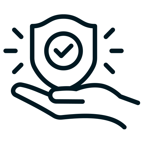 Hand holding a shield with a checkmark, symbolizing OBEX Pest Defense's commitment to effective and safe pest control solutions in Colorado.